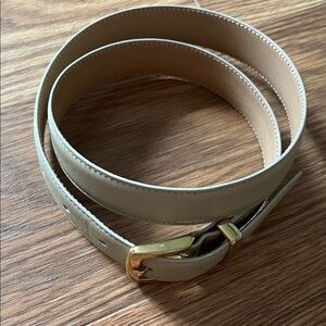 Talbots Cream Belt with Gold Buckle